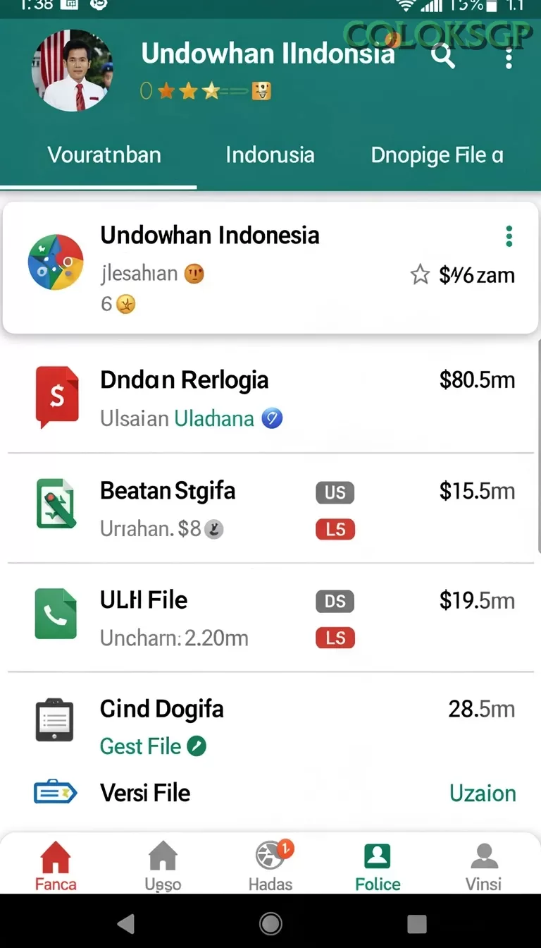 Cuplikan layar HAO788 — menu navigasi